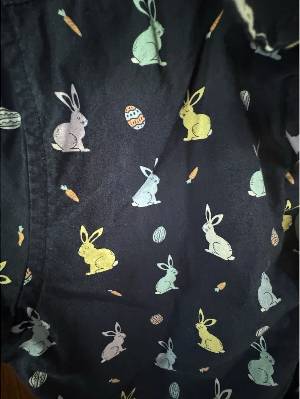 The Children’s Place Boys XL 14 Easter Bunny Egg Button Up Shirt Cotton Navy